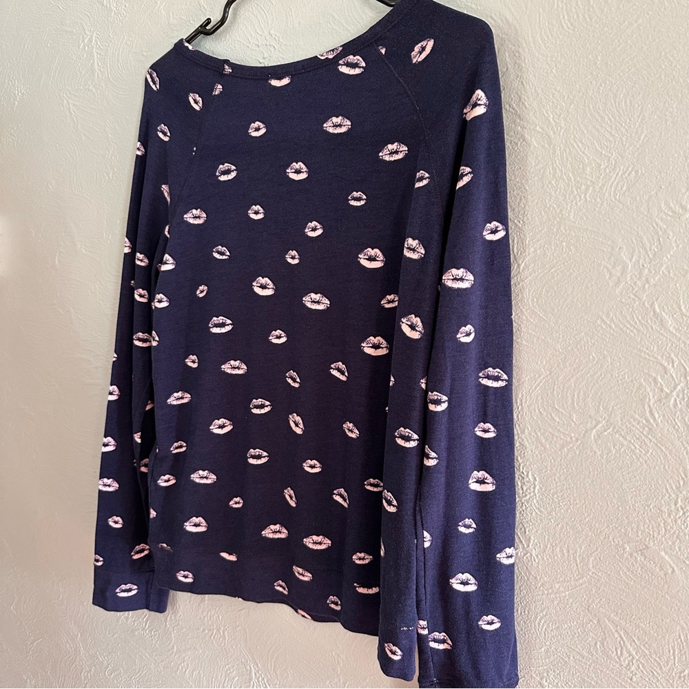 Joie Annora B Navy Lips Print Long Sleeve Top | Size Small | NWT - Picture 6 of 7